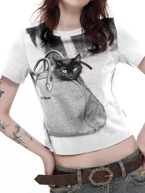 Cat Print Short Sleeve Tee Product Image
