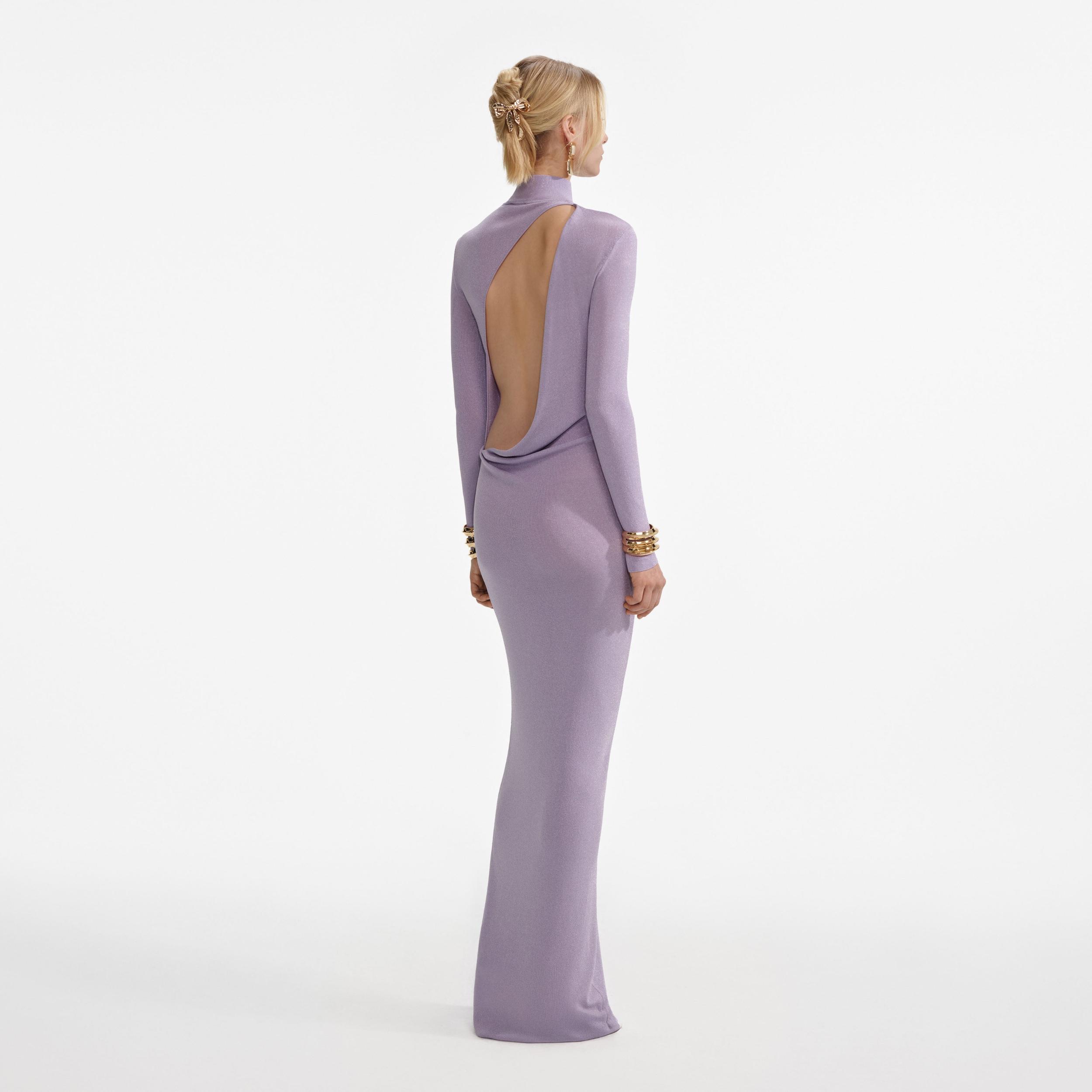 Lilac Viscose Knit Maxi Dress Product Image