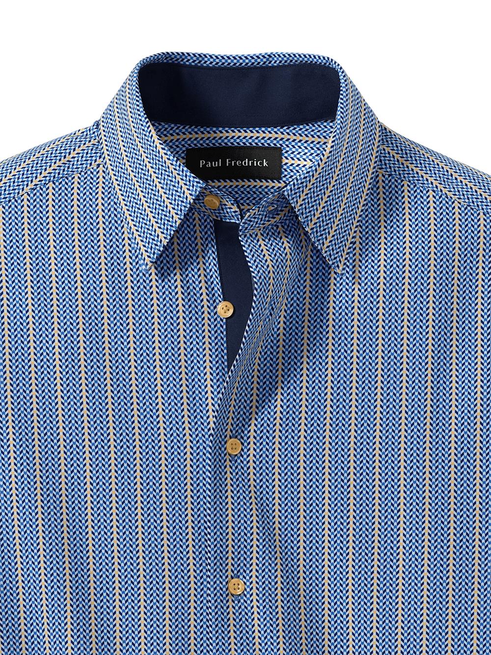 Performance Stretch Stripe Casual Shirt - Blue/yellow Product Image
