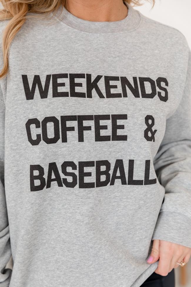 Weekends Coffee and Baseball Light Grey Graphic Sweatshirt Product Image