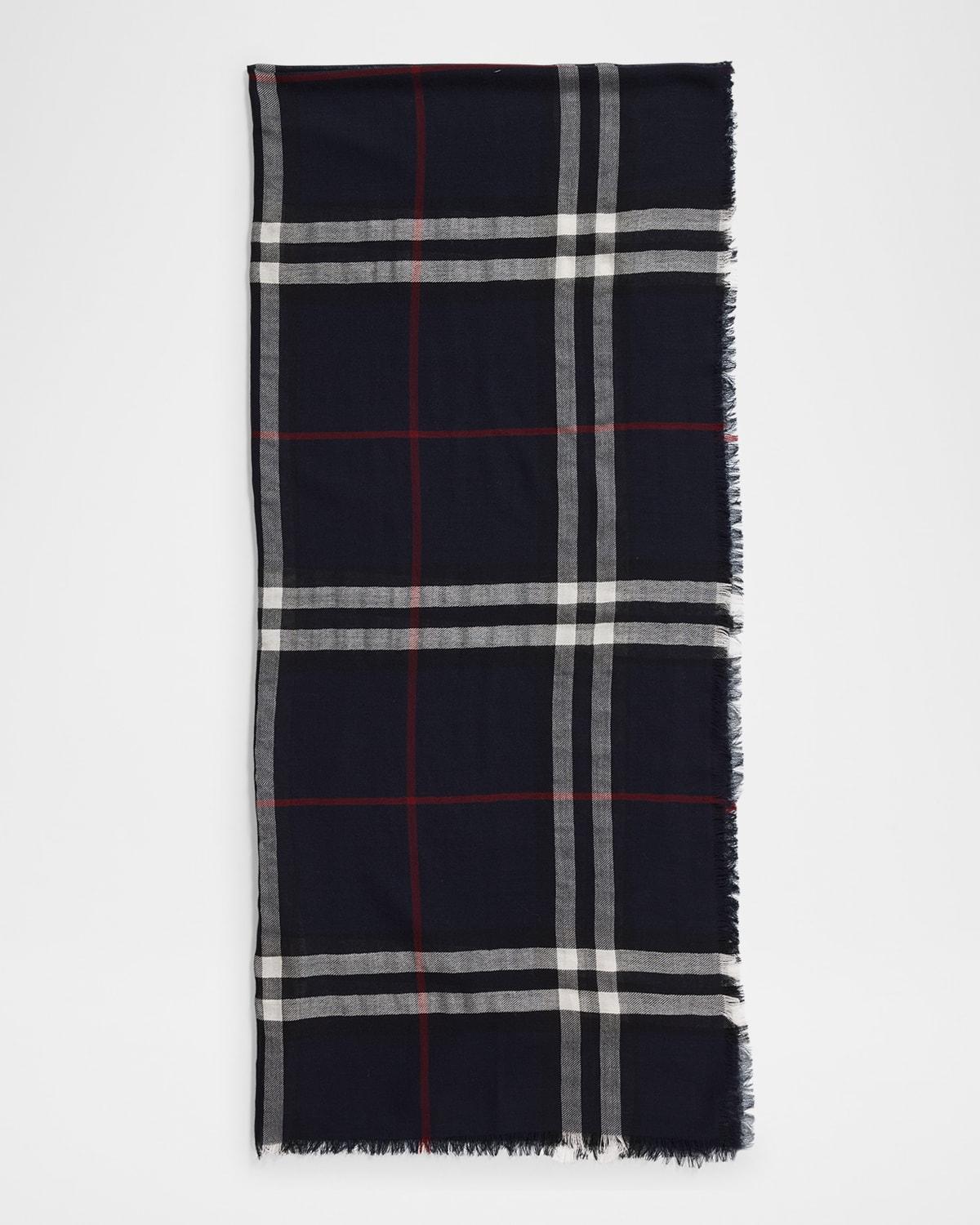 Womens Check Wool Scarf Product Image