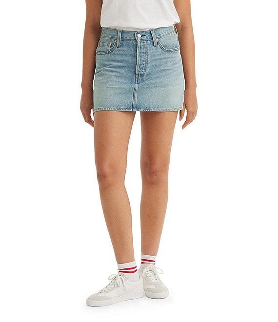 Levi's® Icon Mid Rise Raw Hem Denim Micro Mini Skirt Product Image