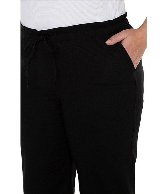 Liverpool Los Angeles Plus Size Pull-On Wide Leg Tie Waist Cropped Pants Product Image