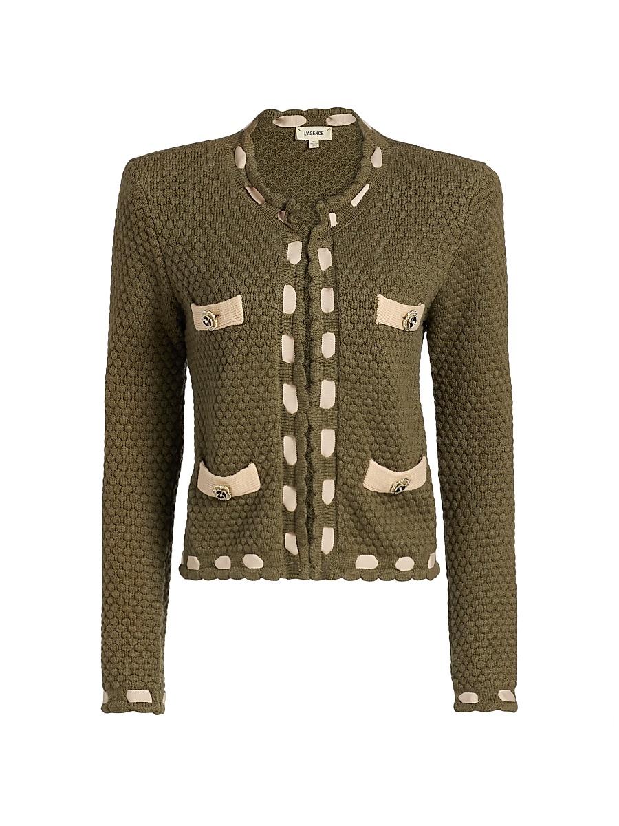 Womens Astor Cotton-Blend Crewneck Cardigan Product Image