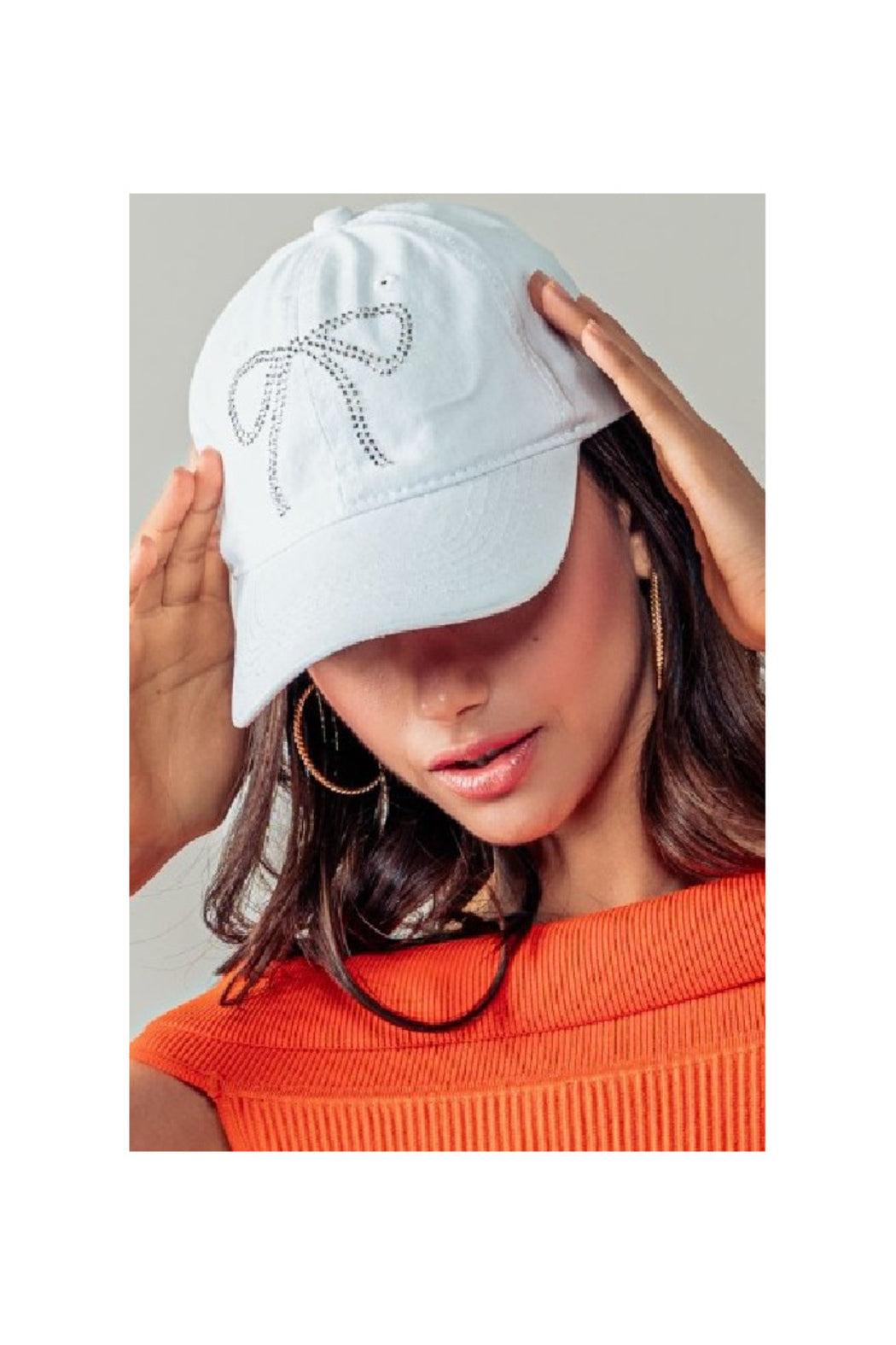 Rhinestone Bow Embellished Baseball Cap Product Image