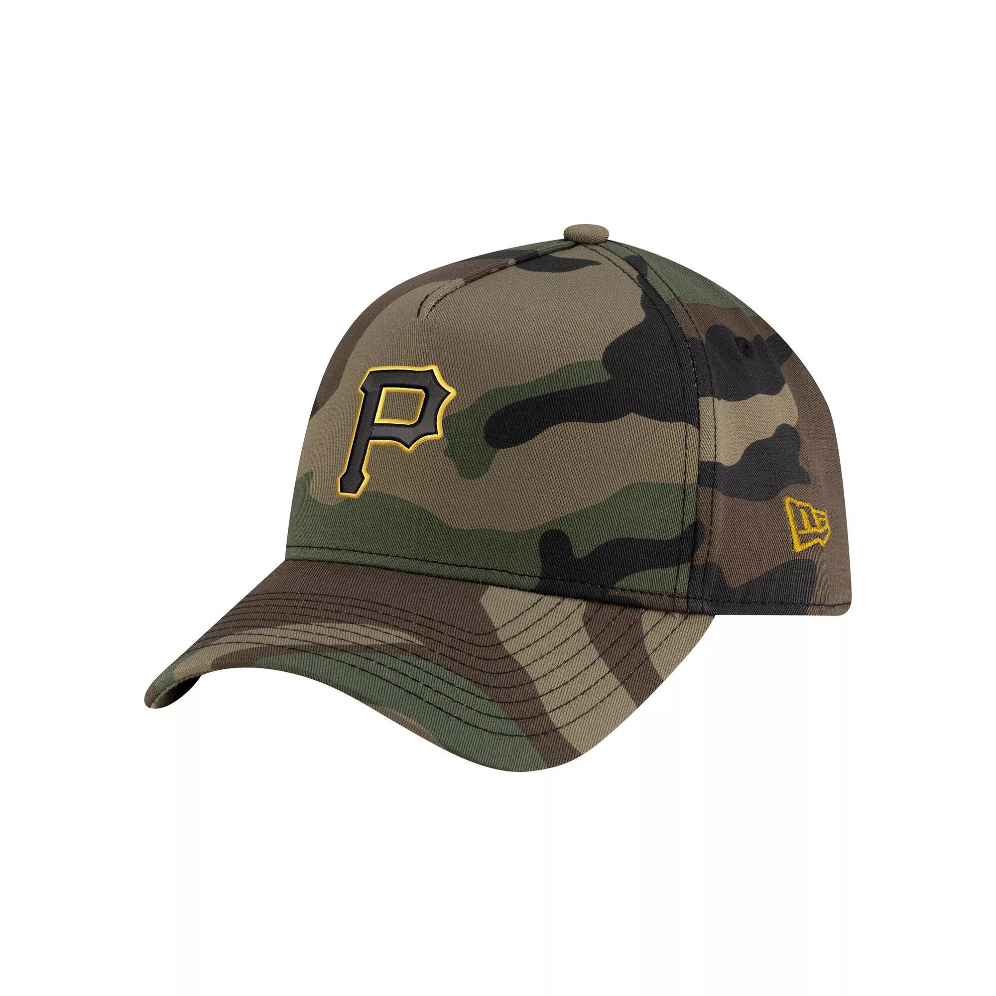 Men's New Era Camo Pittsburgh Pirates Woodland Team Pop 9FORTY A-Frame Adjustable Hat, Green Product Image