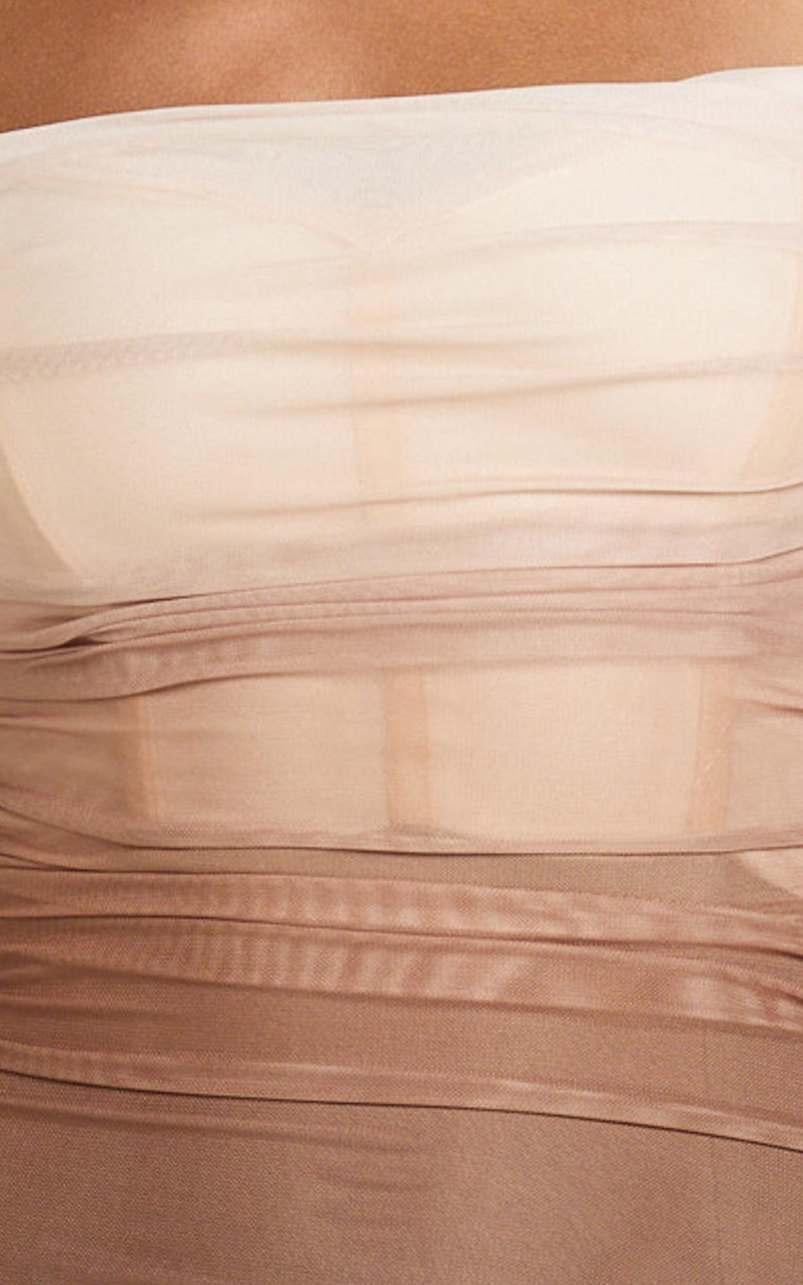 Aldine Midi Dress - Ombre Mesh Bodycon Dress in Chocolate Product Image