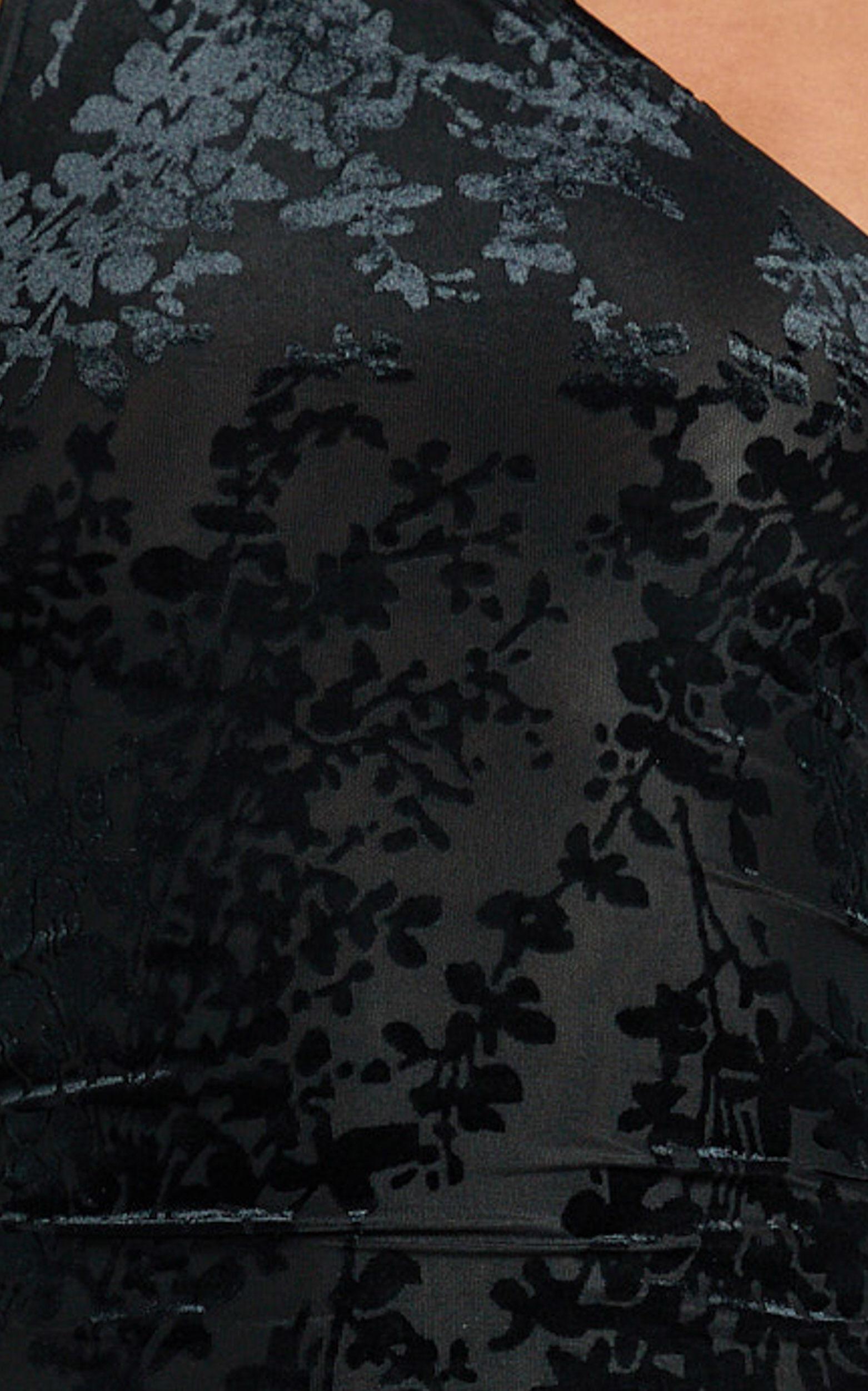 Milano Maxi Dress - One Shoulder Scarf Tie Neck Bodycon Dress in Black Product Image