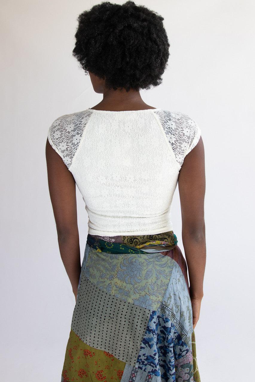 Bow Detail Lace V Neck Top Product Image