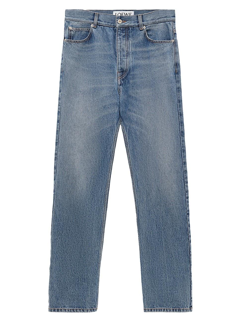 Mens Leather Patch Straight-Leg Jeans Product Image