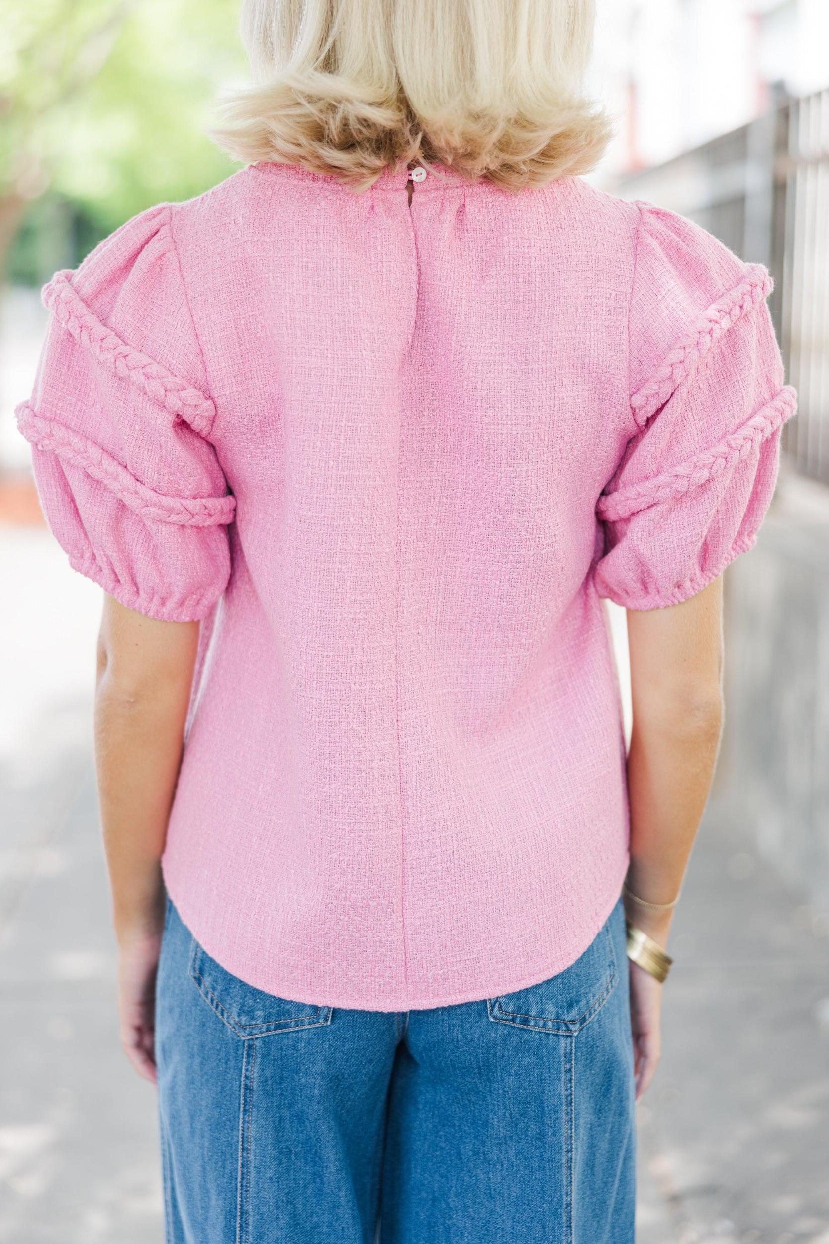 What A Night Pink Tweed Blouse Female Product Image