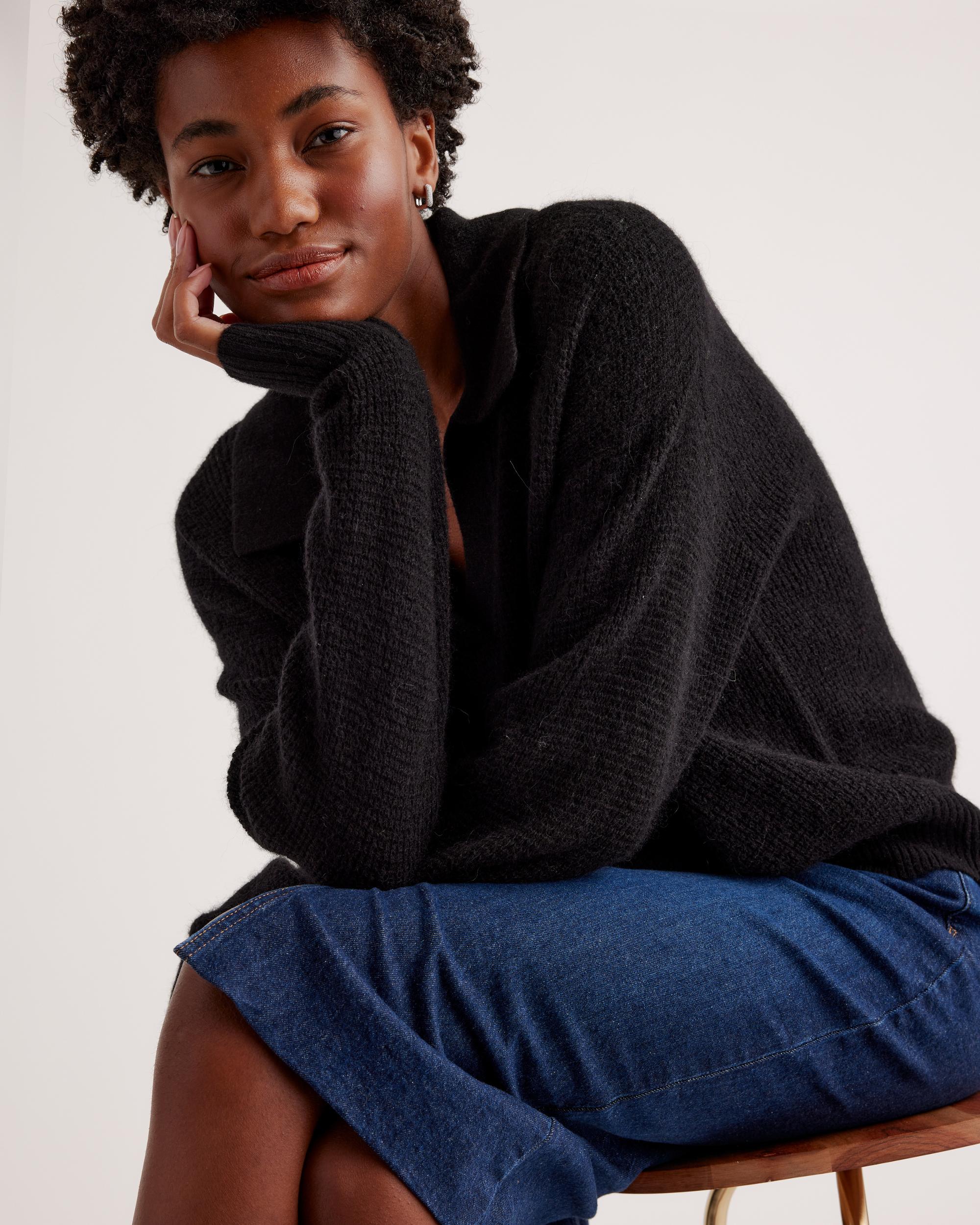 Quince | Women's Baby Alpaca-Wool Waffle Stitch Polo Sweater Size XS Product Image