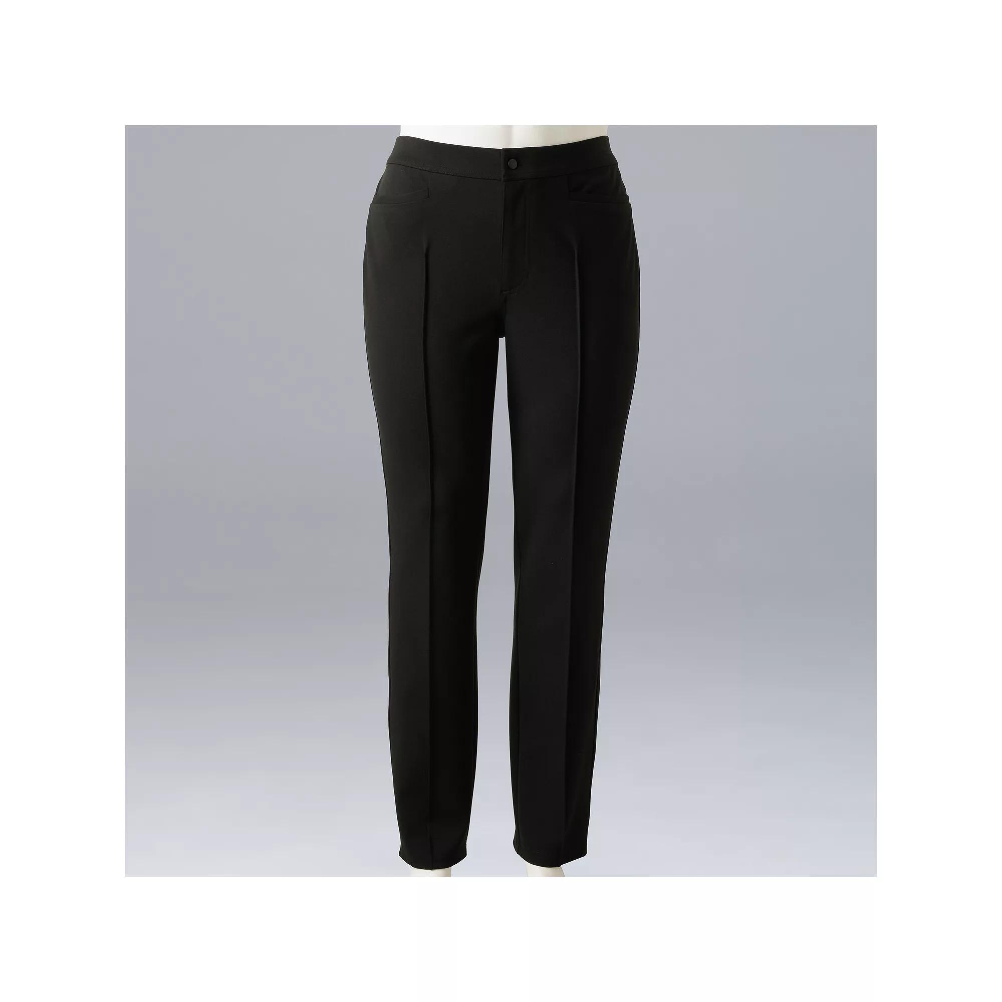Plus Size Simply Vera Vera Wang Mid-Rise Pintuck Ponte Skinny Pants, Women's, Size: 3XL, Black Product Image