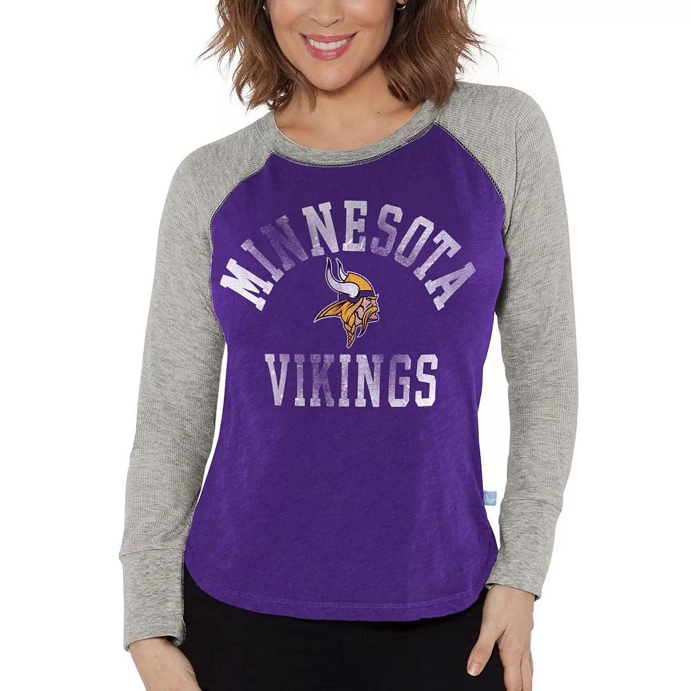 Women's G-III 4Her by Carl Banks Purple/Heather Gray Minnesota Vikings Waffle Knit Raglan Long Sleeve T-Shirt,  Product Image