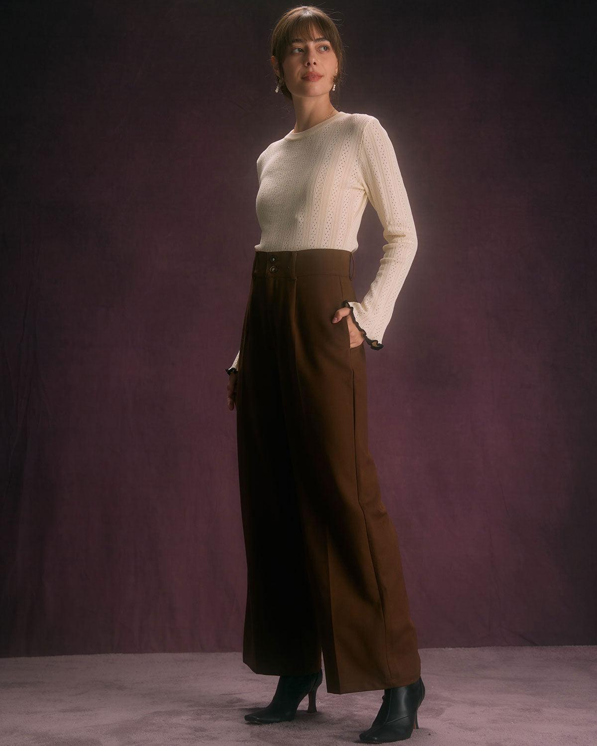 The Coffee Button Slant Pocket Straight Pants Product Image