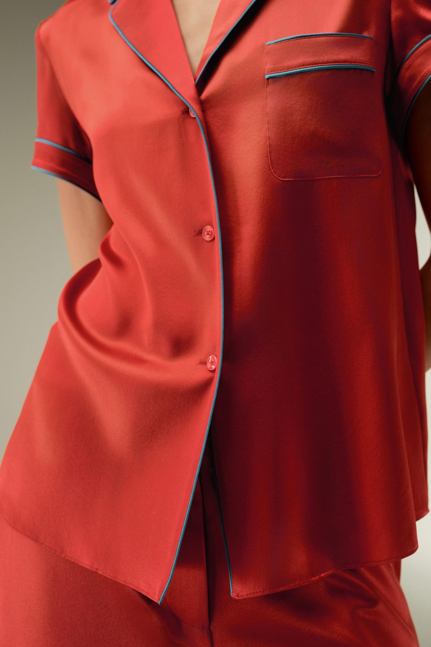 LSxES Contrast-Trimmed Silk Shirt Product Image