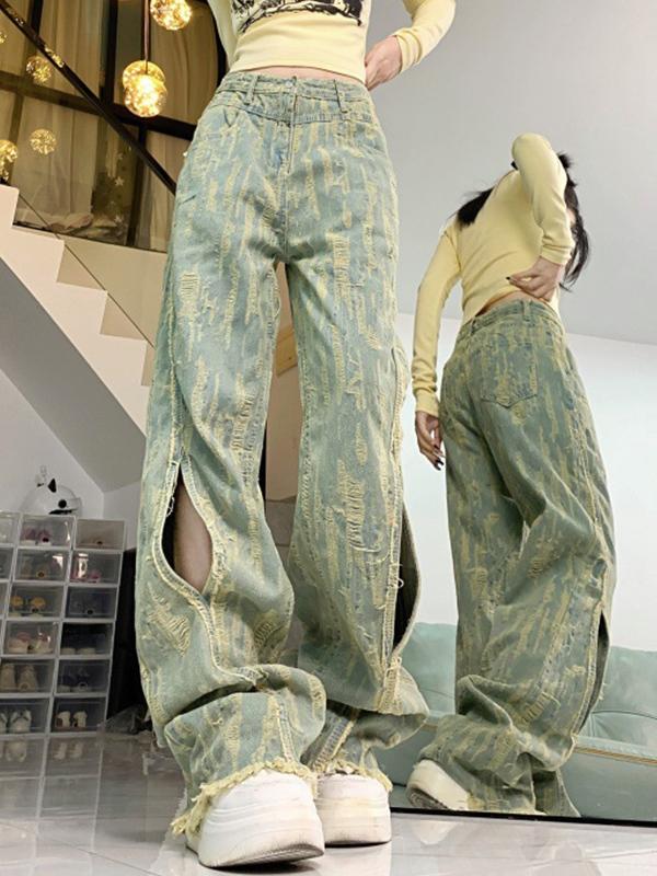 Vintage Ripped Raw Trim High Rise Boyfriend Jeans Product Image