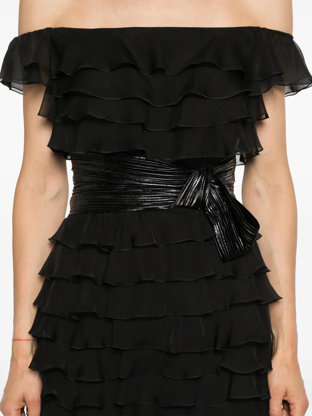 off-shoulder ruffled gown Product Image