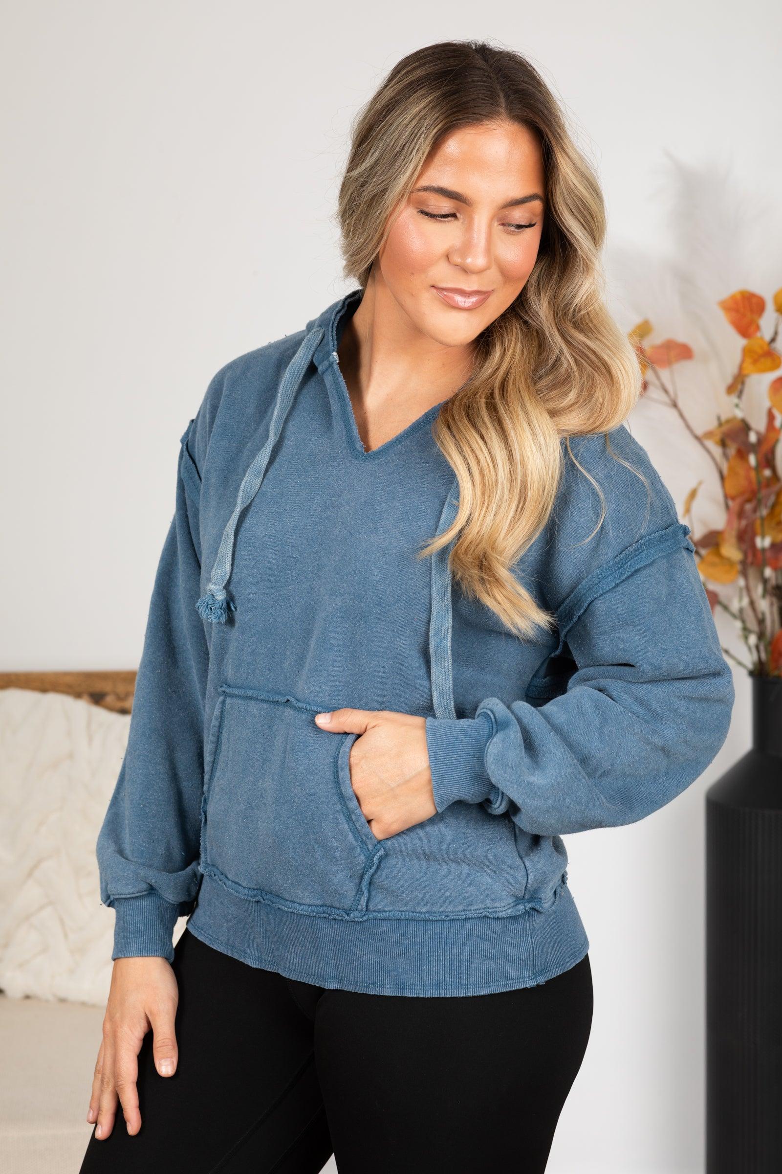 Brushed French Terry Knit Hoodie Top Product Image