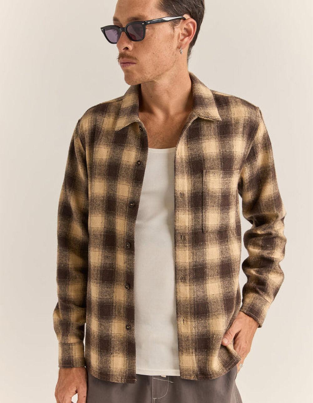 RHYTHM Plaid Mens Flannel - BROWN Product Image