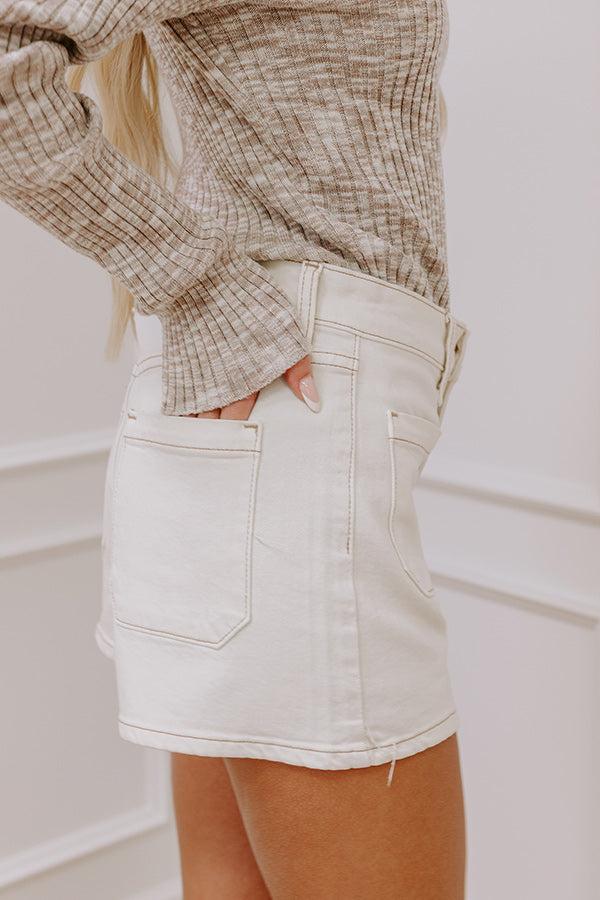 Just USA Libby High Waist Shorts in Ivory Product Image