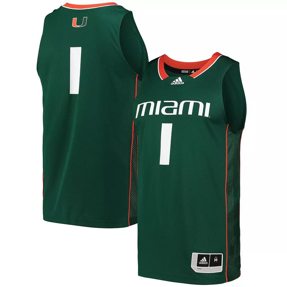 Men's adidas #1 White Miami Hurricanes Team Swingman Basketball Jersey,  Product Image