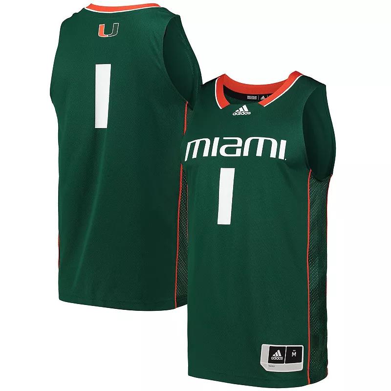 Men's adidas #1 White Miami Hurricanes Team Swingman Basketball Jersey,  Product Image