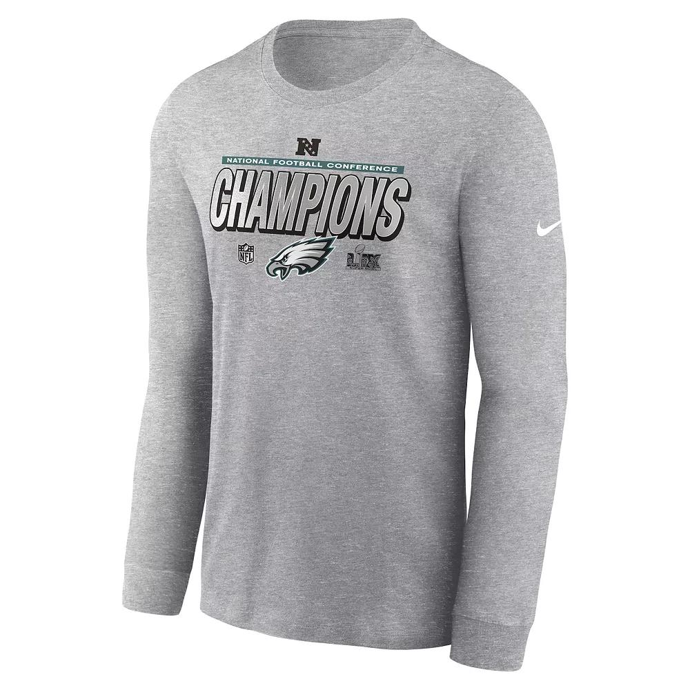 Men's Nike Philadelphia Eagles 2024 NFC Champions Locker Room Trophy Collection Long Sleeve Graphic Tee, Size: Large, Char Product Image