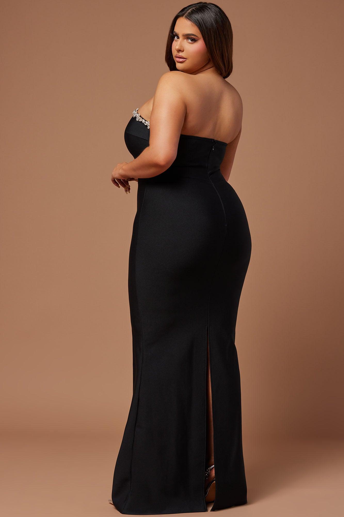 Odessa Embellished Bandage Gown - Black Product Image