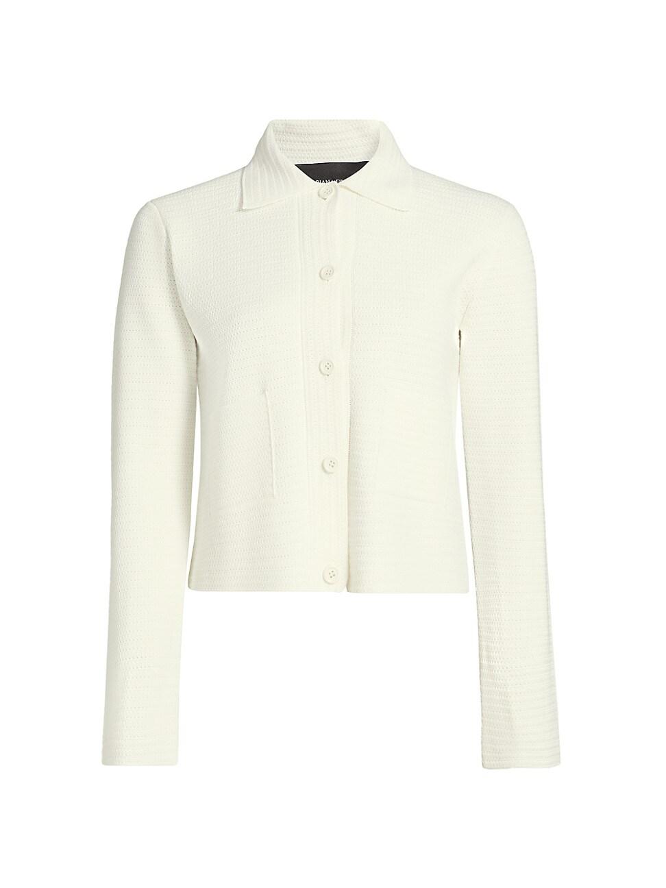 Womens Patch Pocket Wool-Cotton Jacket Product Image