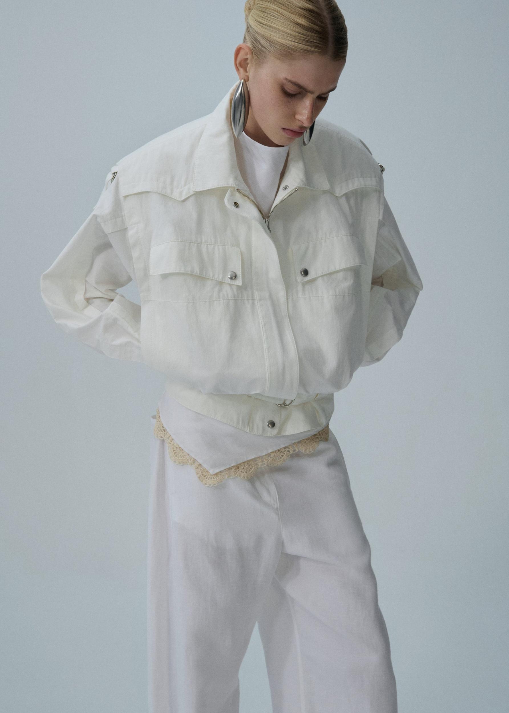 Oversized cotton jacket in white Product Image