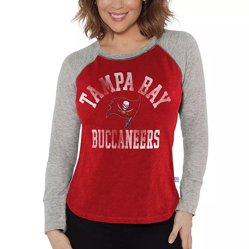 Women's G-III 4Her by Carl Banks Red/Heather Gray Tampa Bay Buccaneers Waffle Knit Raglan Long Sleeve T-Shirt, Size: XL Product Image