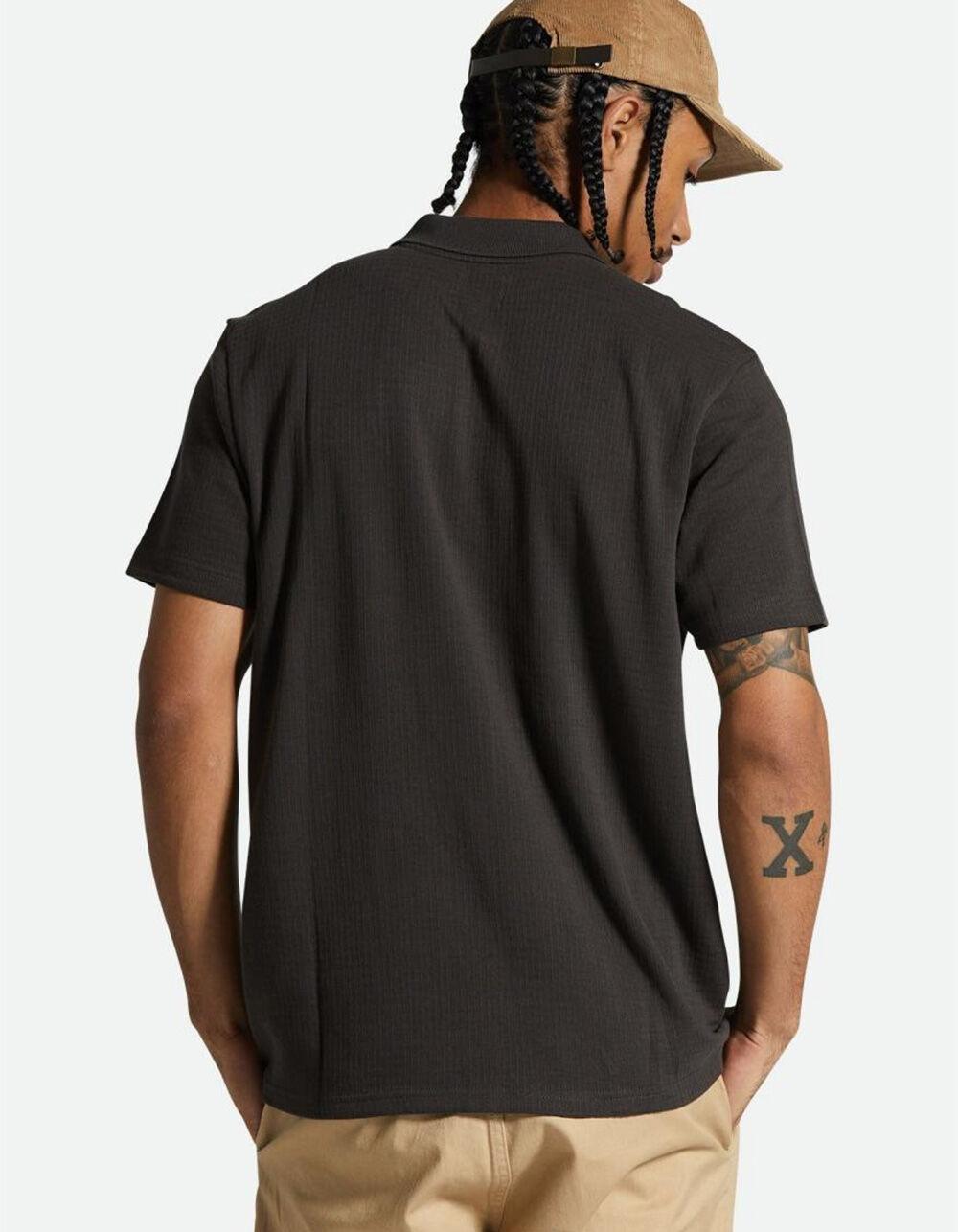 BRIXTON Waffle Mens Polo Shirt - WASHED BLACK Product Image