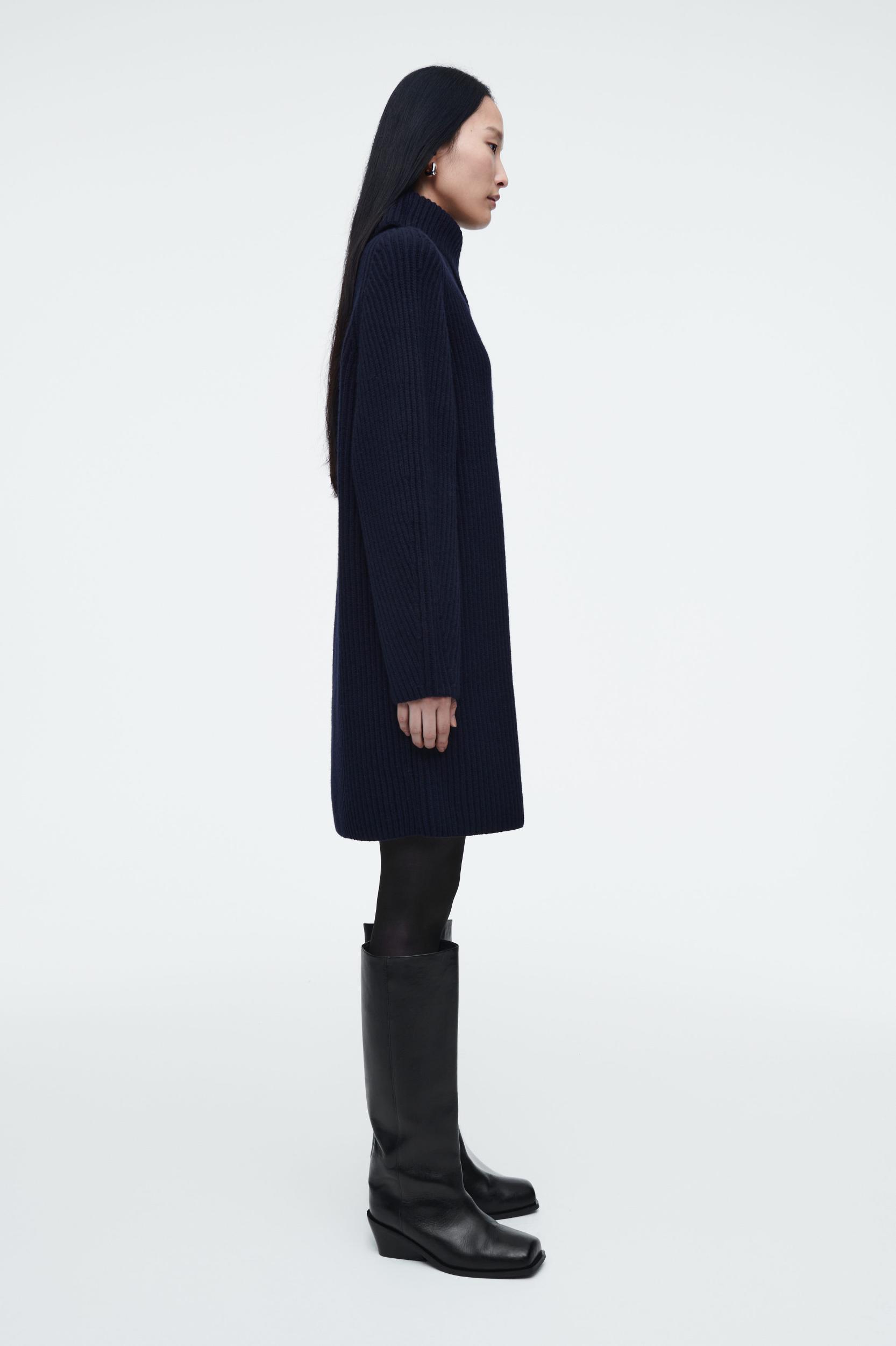 WRAP-COLLAR WOOL DRESS Product Image