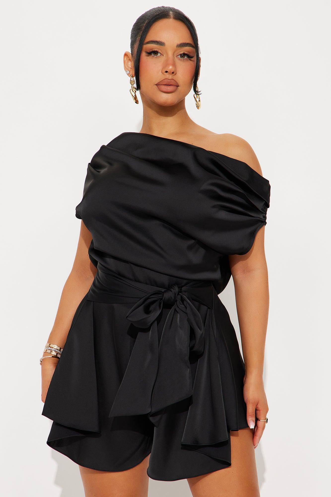 Jessie Satin Romper - Black Product Image