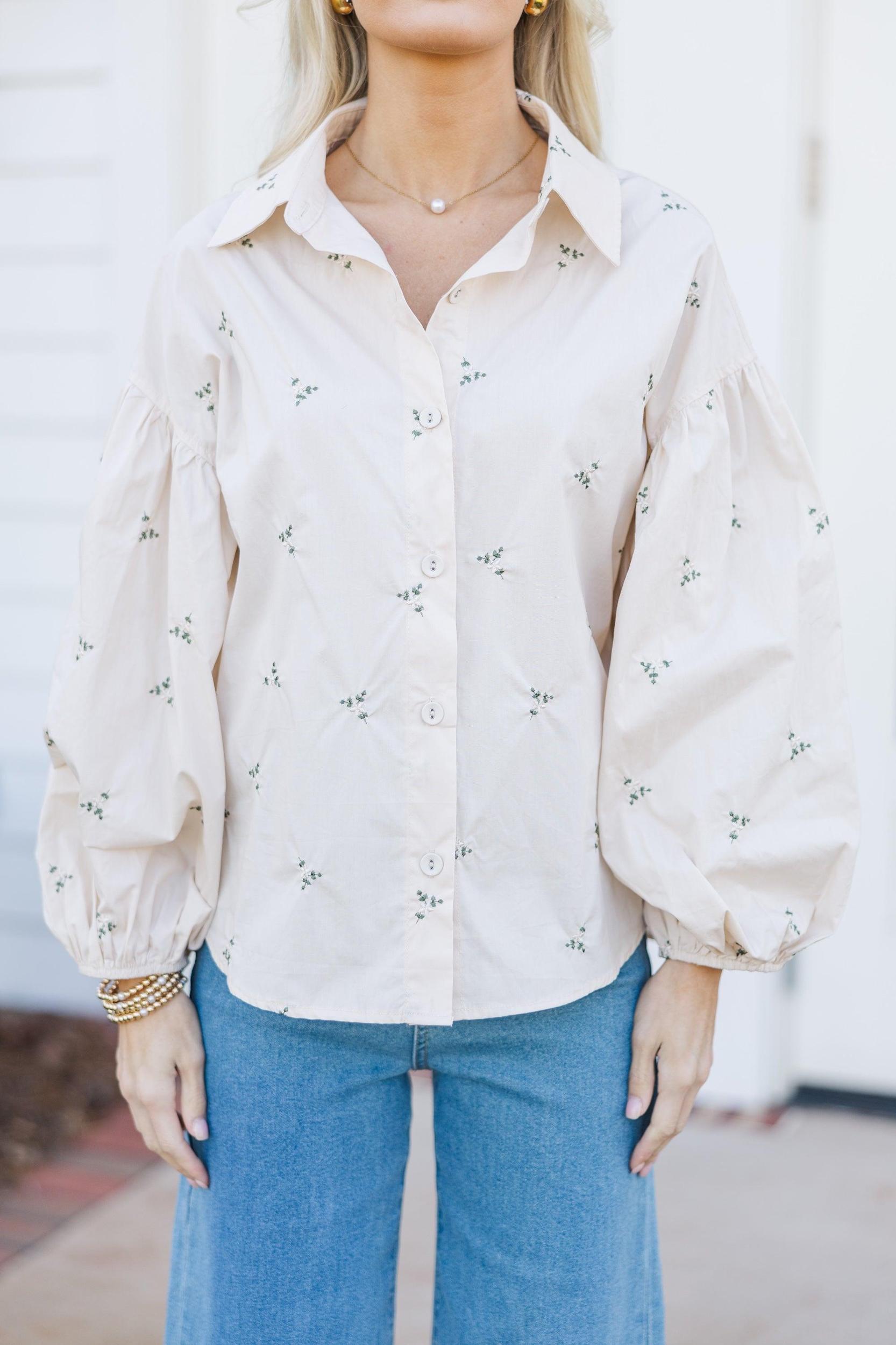 Beautiful Soul Cream Floral Blouse Female Product Image