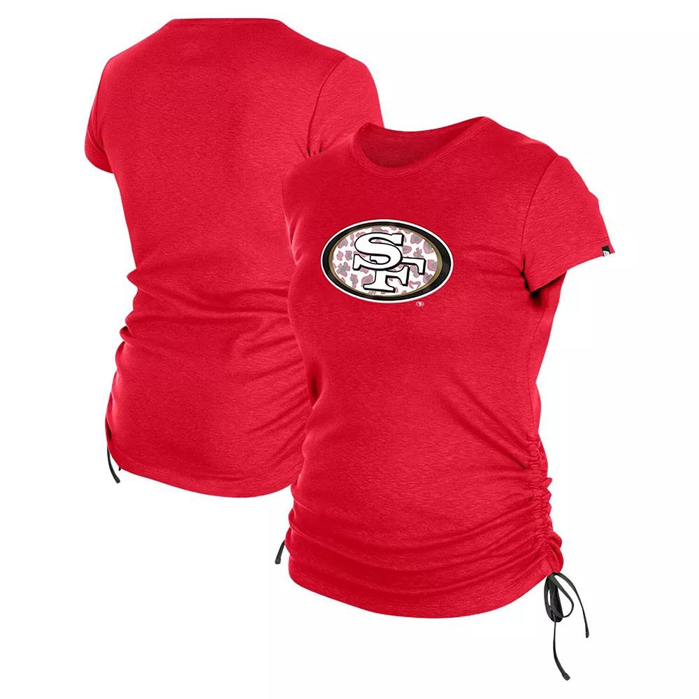 Women's New Era Red San Francisco 49ers Ruched Side T-Shirt,  Product Image