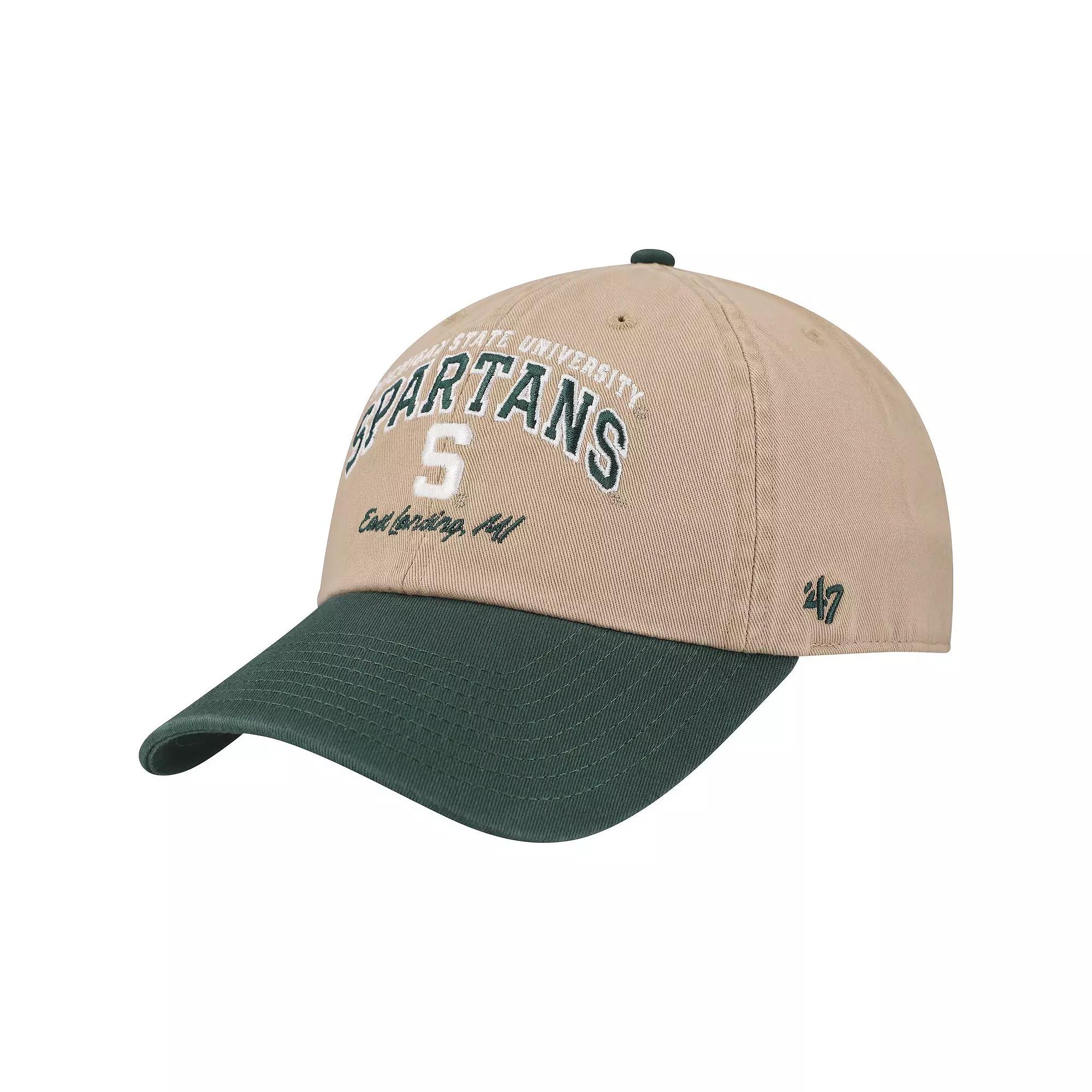 Men's '47 Khaki Michigan State Spartans Local Clean Up Adjustable Hat, Beig K Product Image