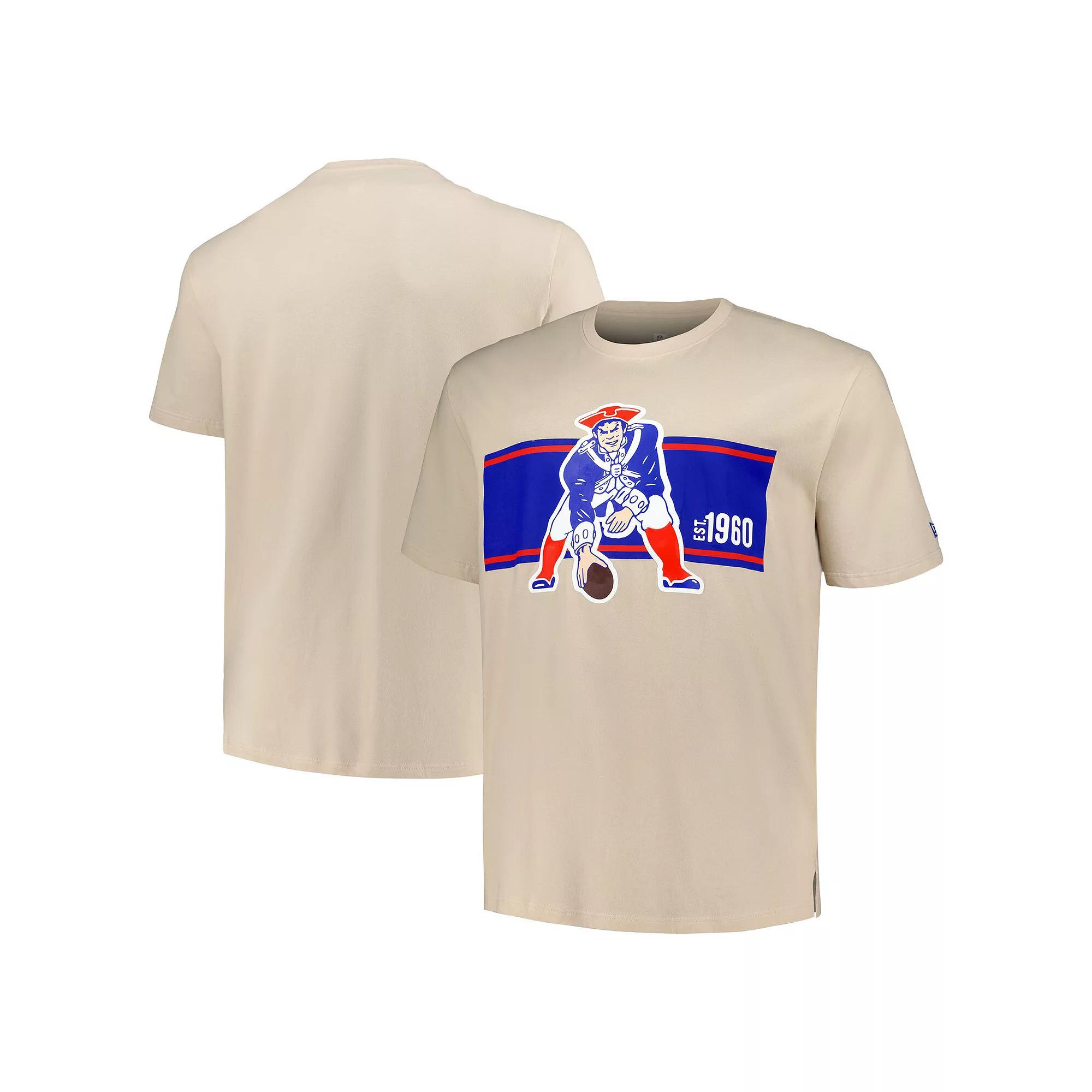 Men's New Era  Cream New England Patriots Third Down Big & Tall Historic T-Shirt, Size: 5XB, Beige Product Image