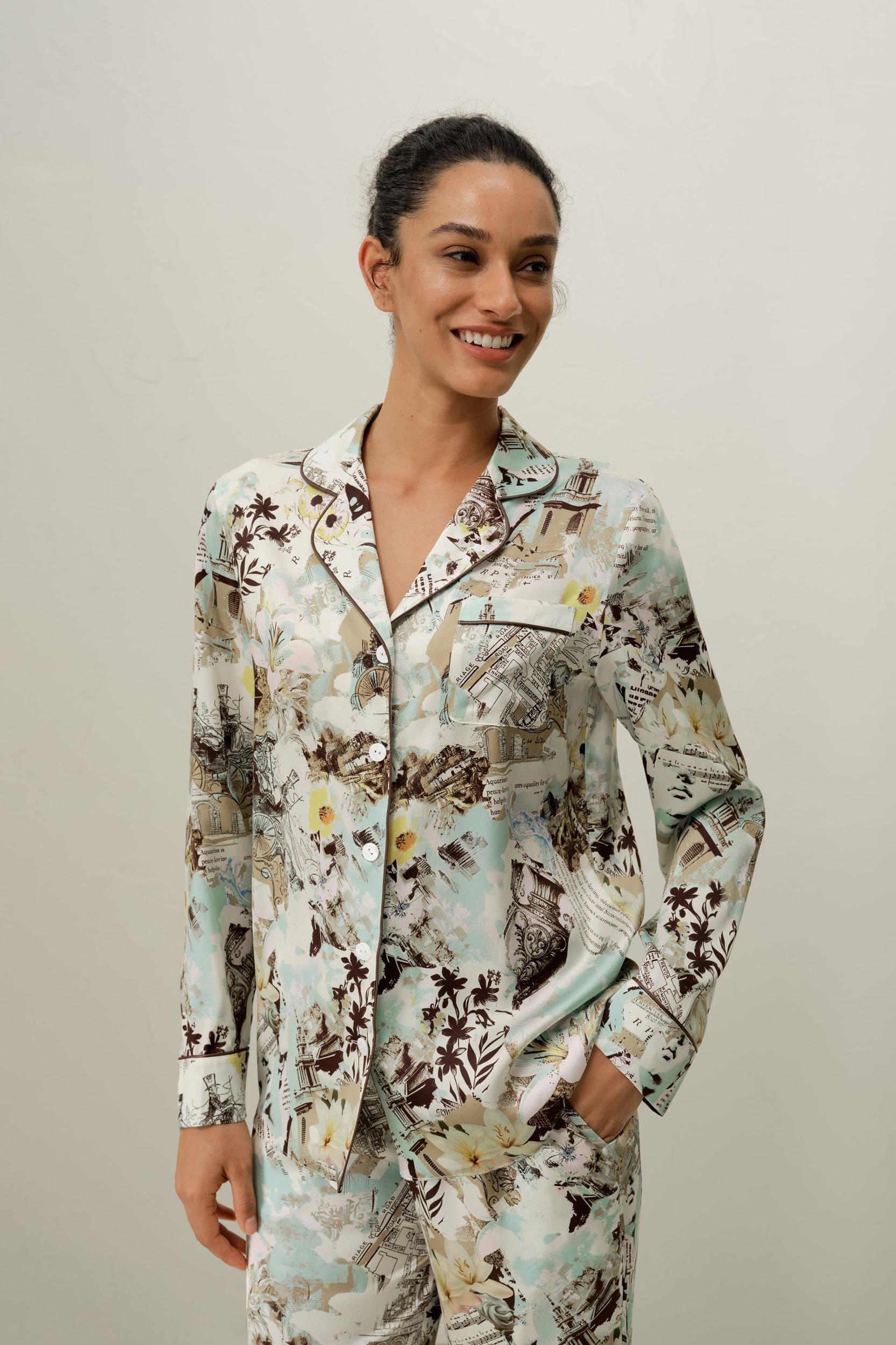 Aquarius Zodiac Classic Silk Pajama Set Product Image