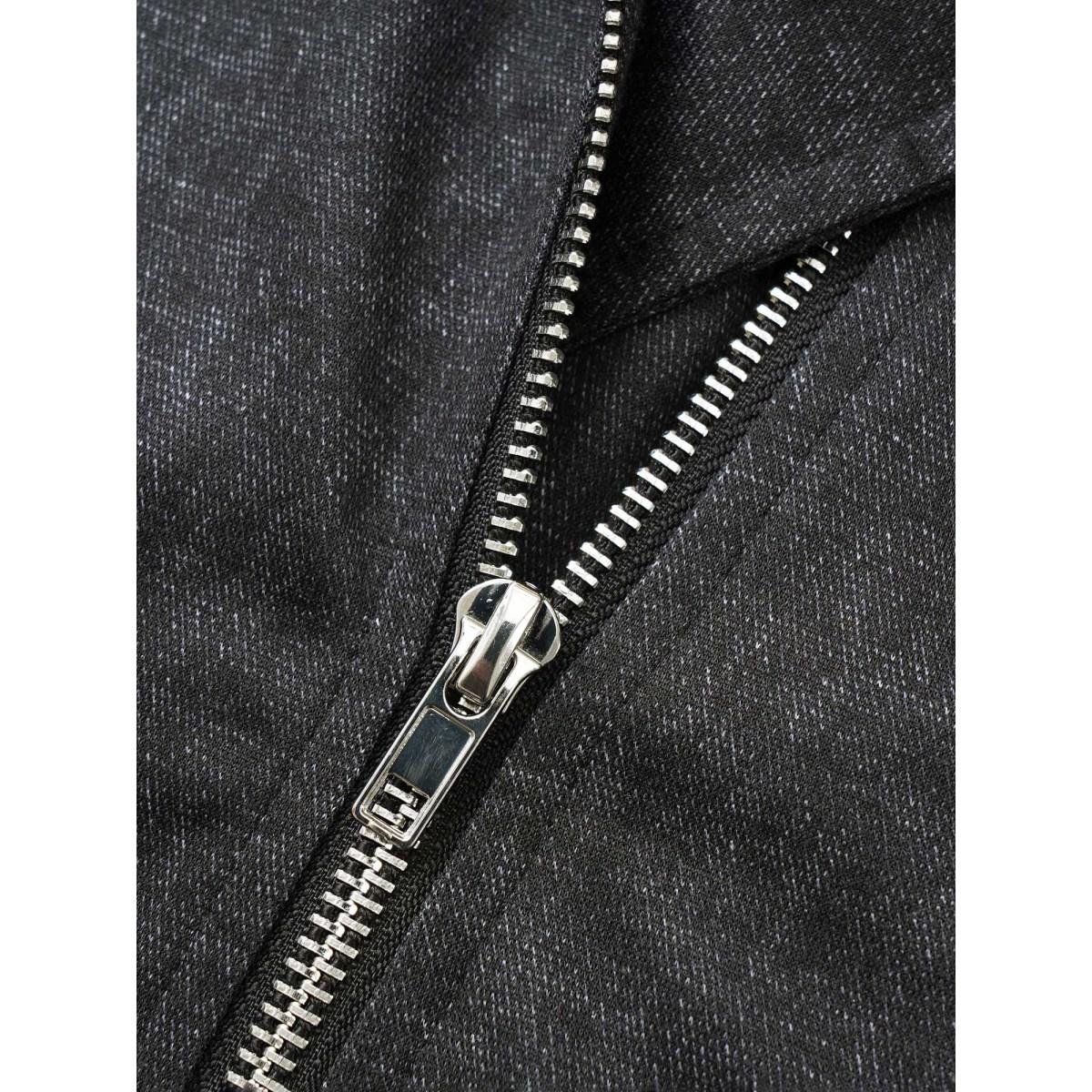 Plus Size Texture Patchwork Rib Knit Zipper Jacket Women DarkGray Non Side seam pocket Everyday Jackets BloomChic 22-24/3X Product Image