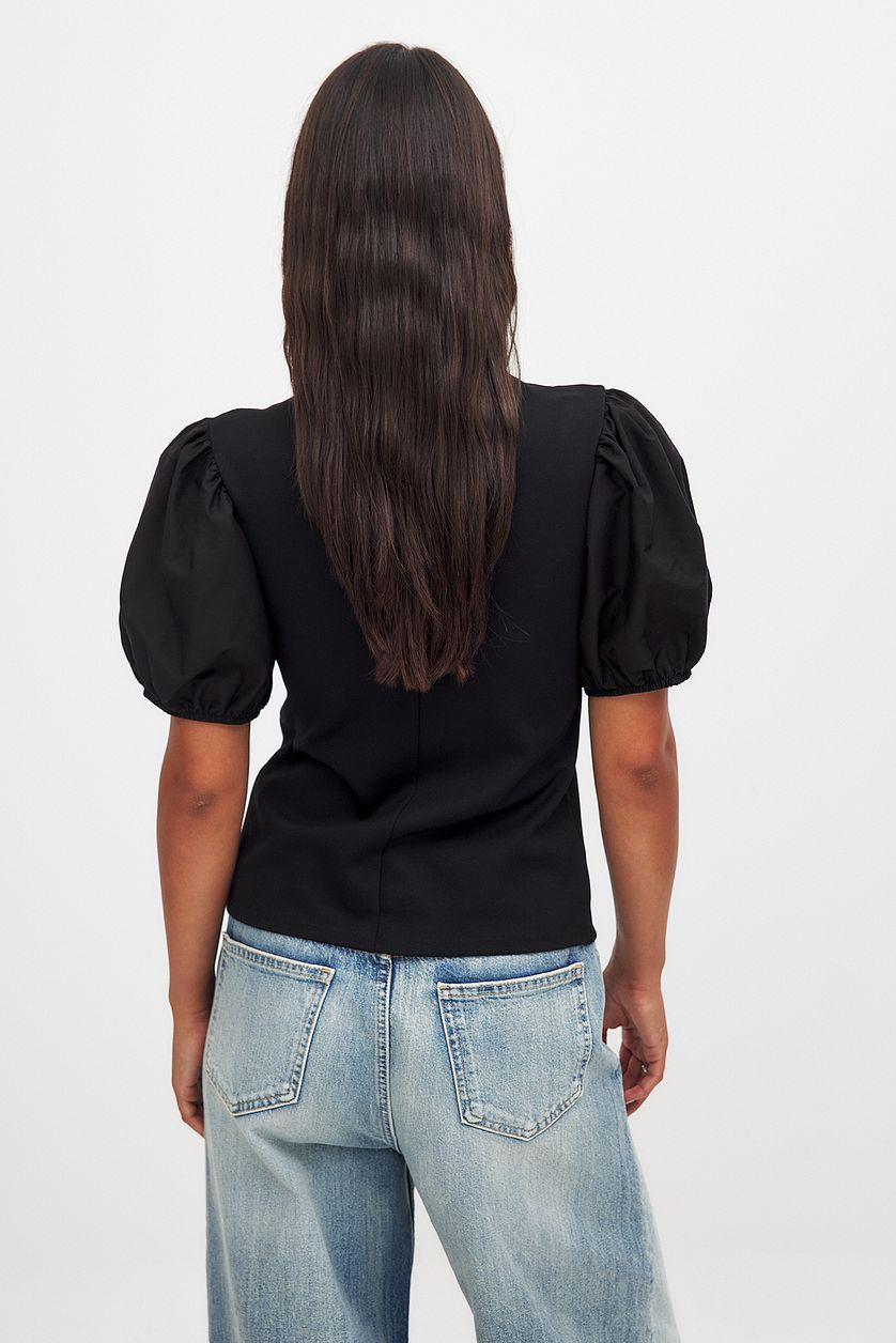 Puff Sleeve Tie Top Product Image