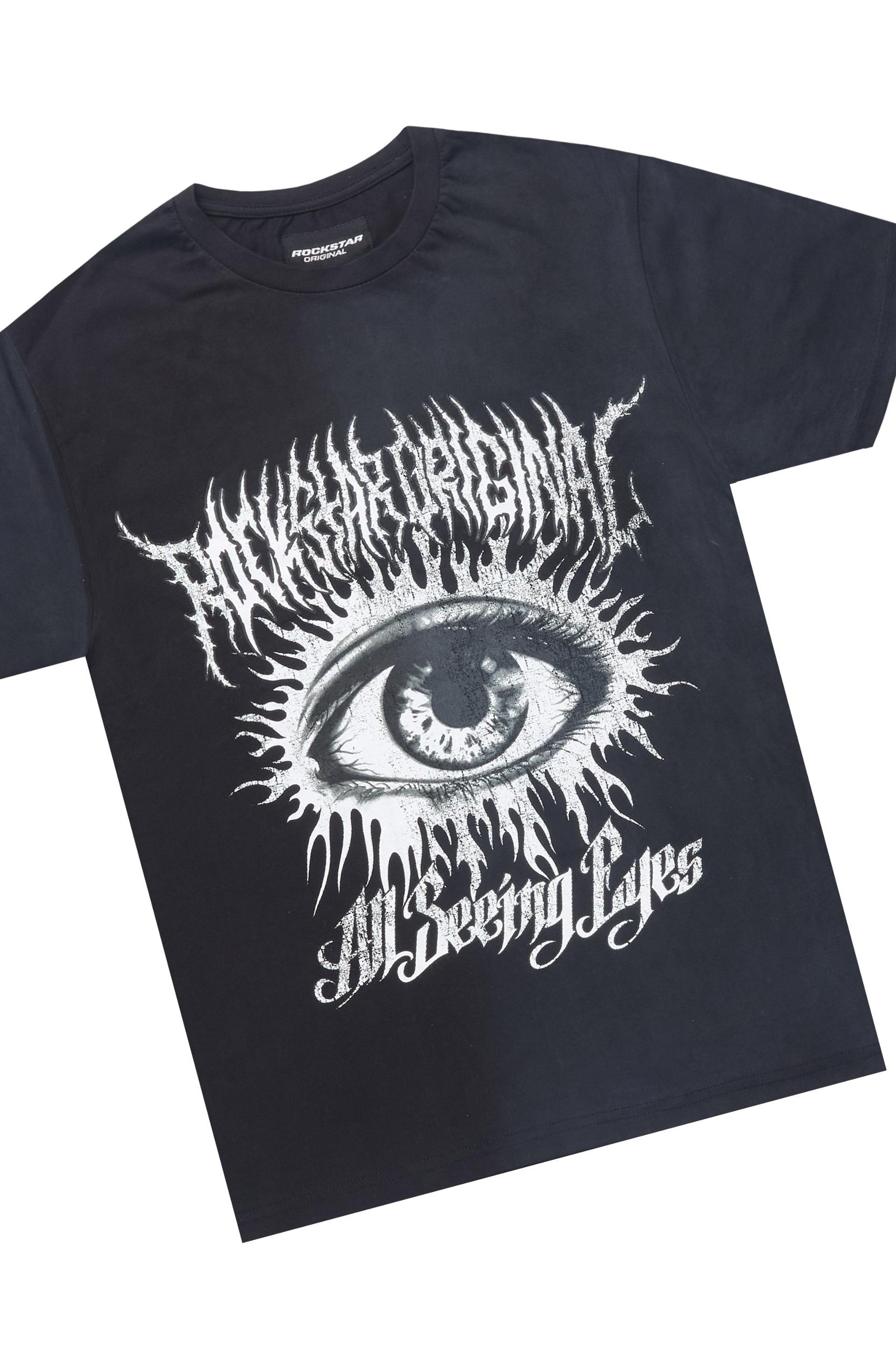 All Seeing Eyes Black T-Shirt/Stacked Flare Track Set Male Product Image