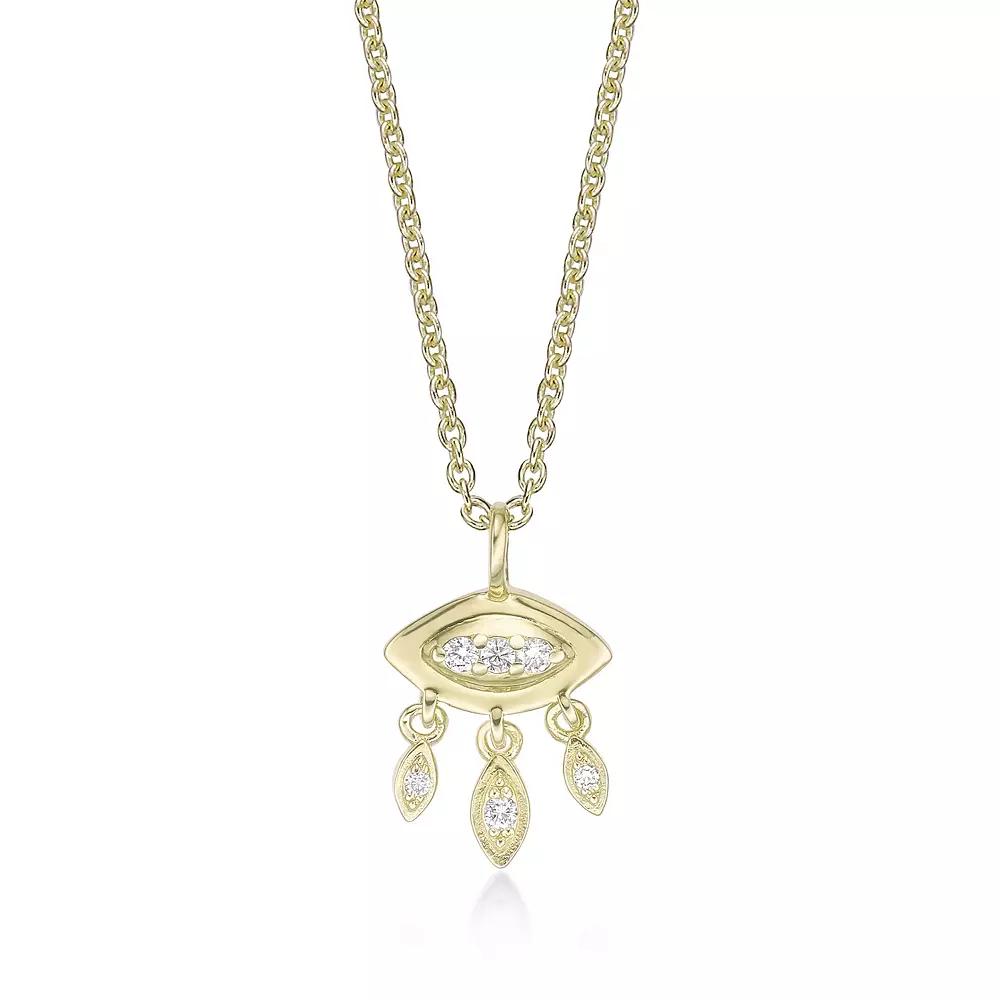 Gemminded 18k Gold Over Silver Lab-Created Diamond Accent Eye Pendant Necklace, Women's, Size: 18", Gold Tone Product Image