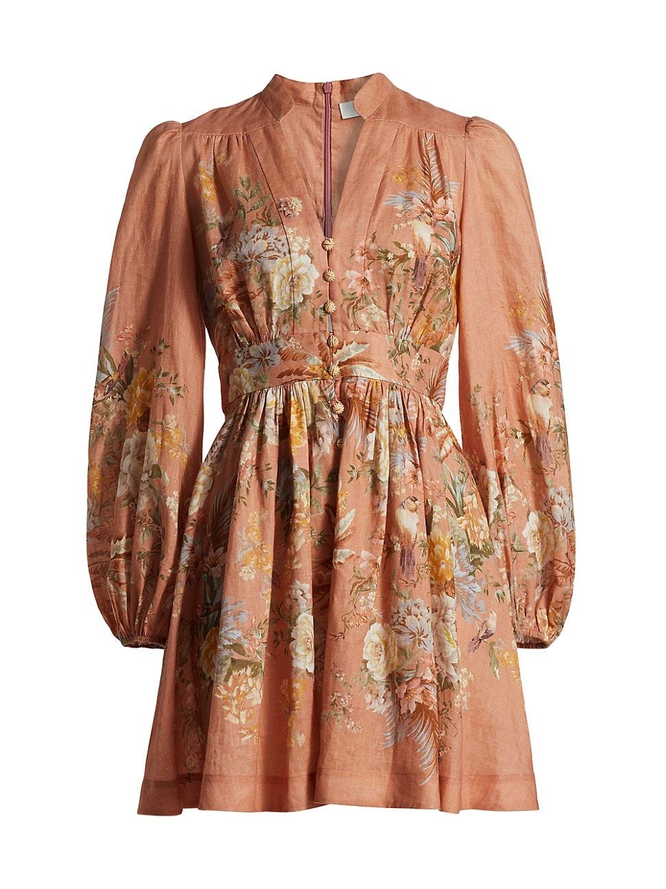 Womens Tallow Linen Button-Front Minidress Product Image