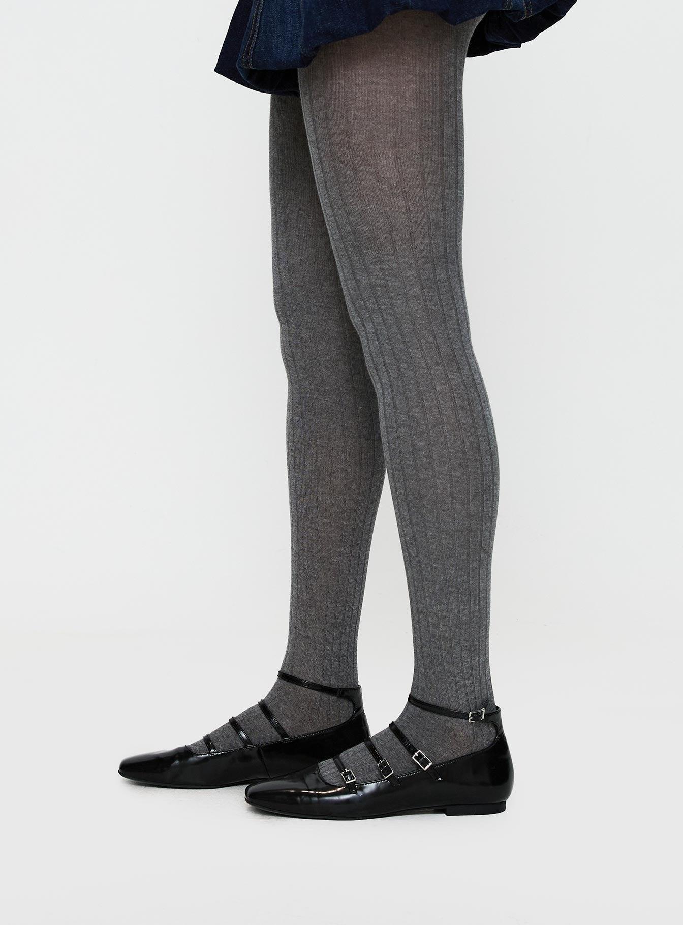 Flashback Ribbed Stockings Grey Product Image