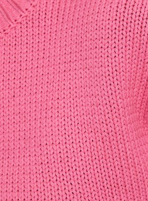 Harmony Balloon Sleeve Knit Sweater Pop Pink Product Image