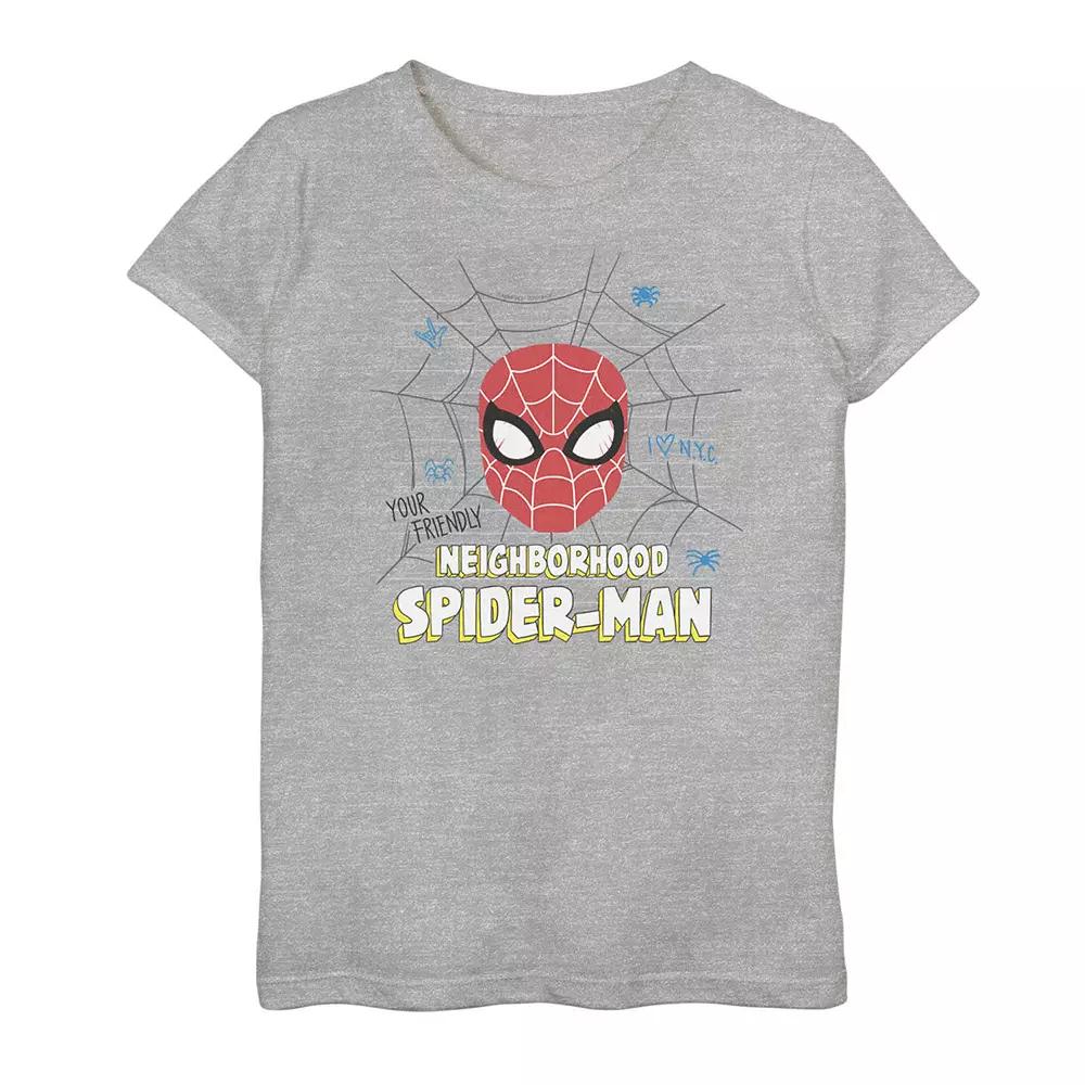 Girls 7-16 Marvel Spider-Man Your Friendly Neighborhood Spider-Man Graphic Tee, Girls Athletic Grey Product Image
