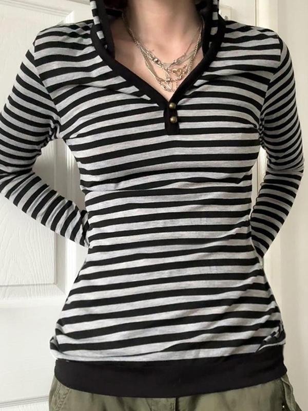 Casual Simple Contrast Stripes Long Sleeve Product Image