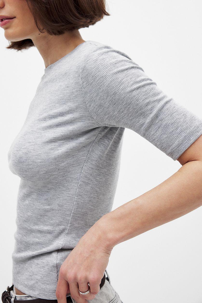 Round Neck Ribbed Top Product Image